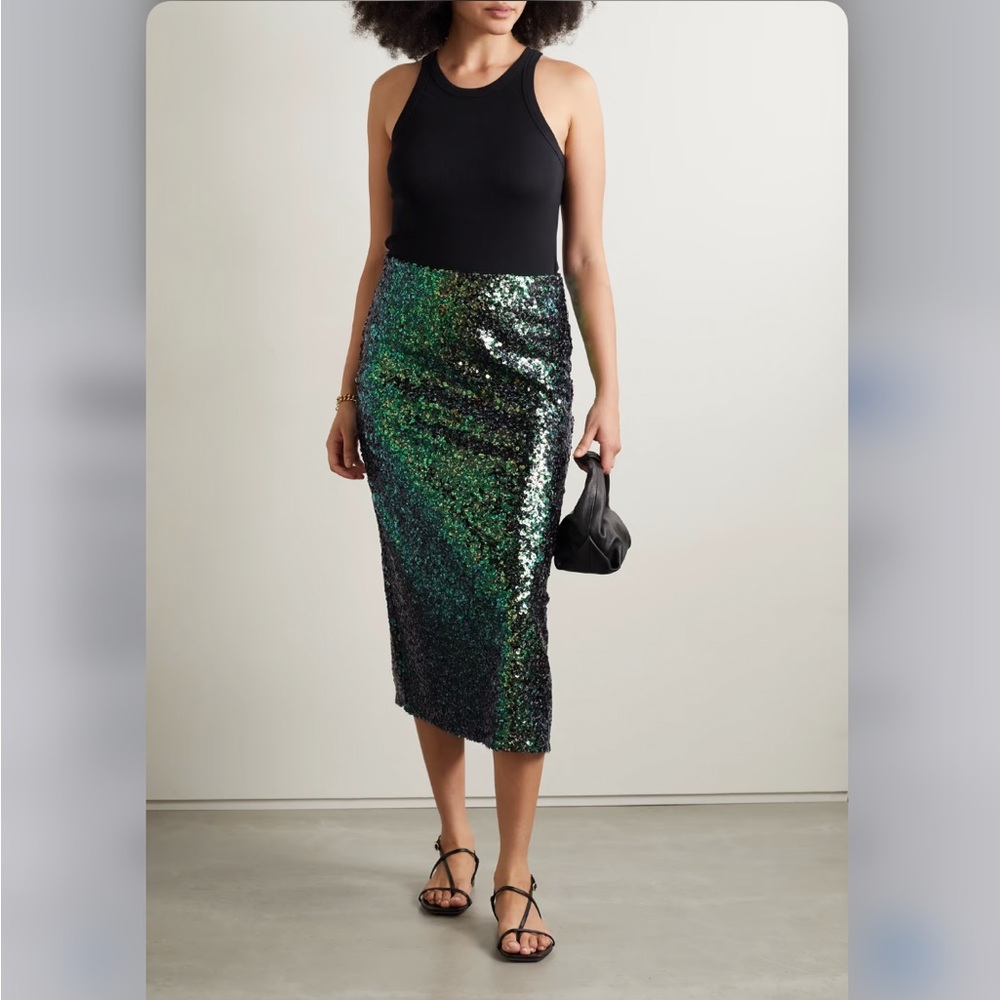 BNWT Vince Sequin Slip Skirt in Jade. Sz XL
